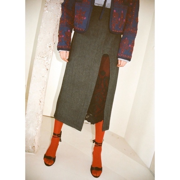 Sea New York Dresses & Skirts - NWT SEA New York Midi Lace-Trimmed Lucas Herringbone Suiting Skirt